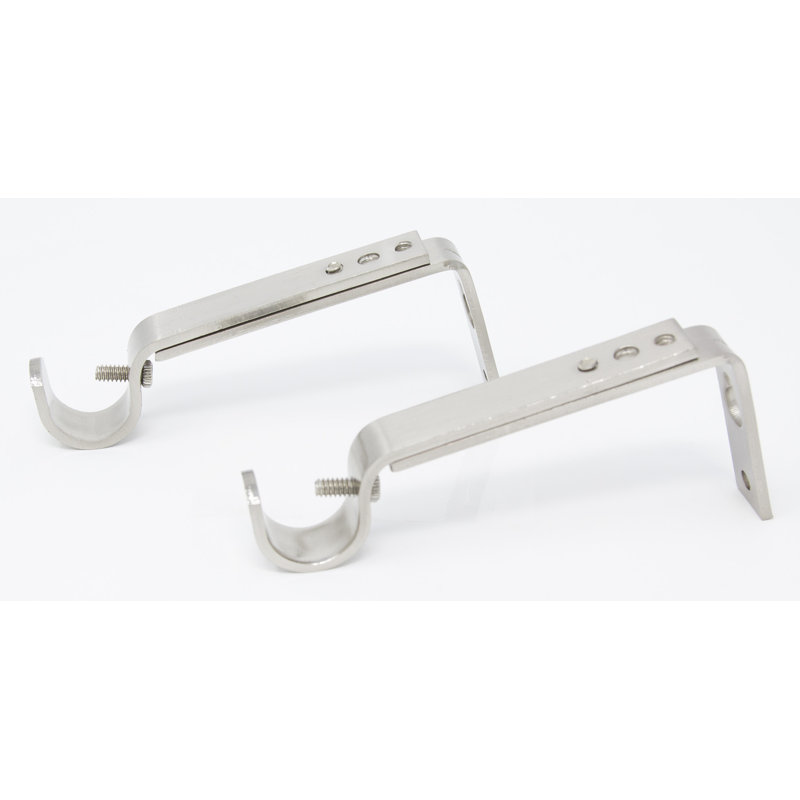 Support de fixation de rideau réglable Pernell, Acier brossé, H 4 po x l 2 po x P 1 po