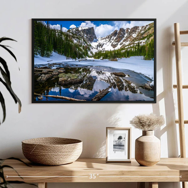 Lac de rêve dans les montagnes Rocheuses, 13 po x 9 po, Cadre flottant noir
