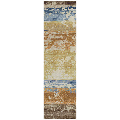 Machine Washable Indoor/Outdoor Lanphear ACN2398 Stripes Rug