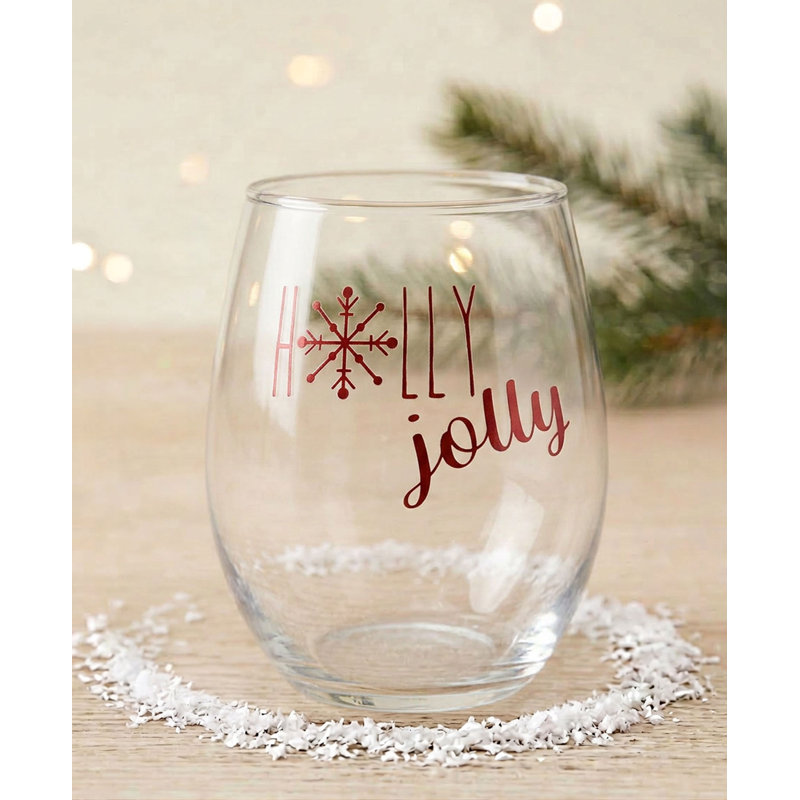 Verre à vin sans pied 15 onces Culver Holiday Holly Jolly, 6 pièces