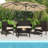 4 PCS Outdoor Reception Set Patio Rattan Sofa and Table Suite Outdoor Table with Tempered-Glass Tabletop-110199902-111009421
