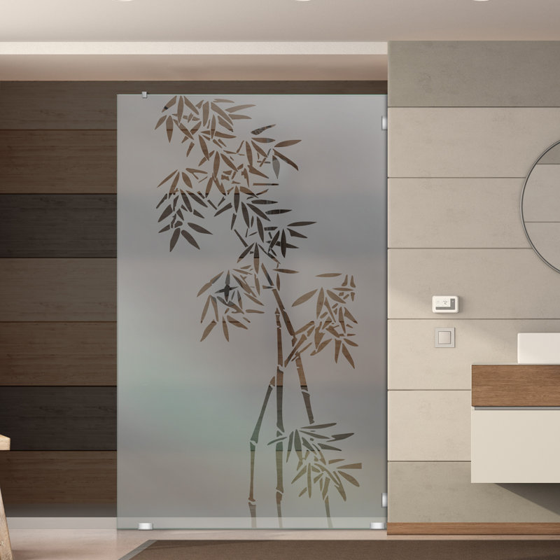 Écran de douche fixe en verre trempé l 29 1/2 po x H 75 po avec design givré de haute qualité, Semi-privé, Oui