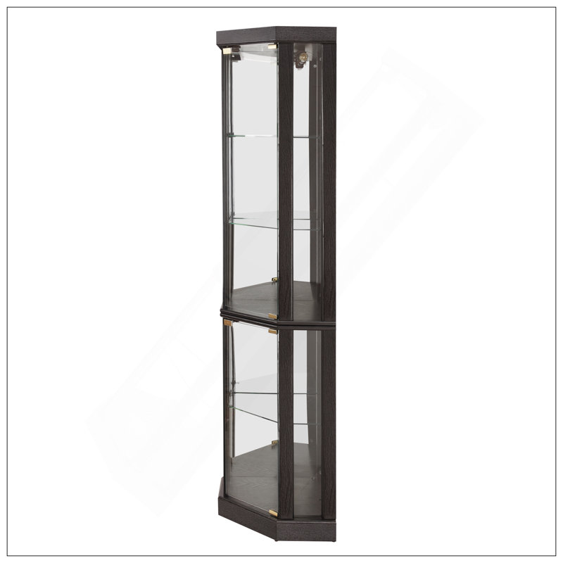 Vitrine de coin lumineuse - Vitrine élégante en verre pour le rangement du salon et du bar - Parfait pour les collections antiques et le vin - Comprend un éclairage intégré - Noir