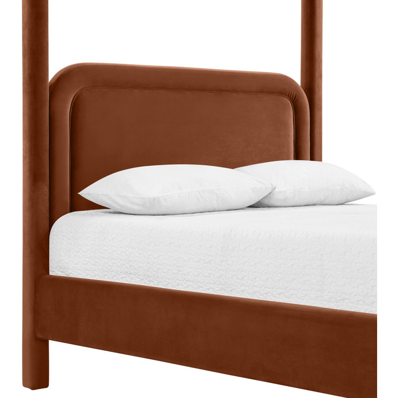Salina Velvet Upholstered Bed, King, Cognac Velvet