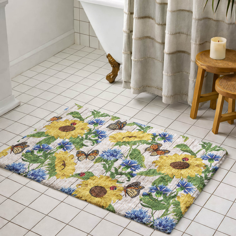 Tapis de tournesol de qualité supérieure lavable à la machine, 2 pi 6 po x 3 pi 10 po