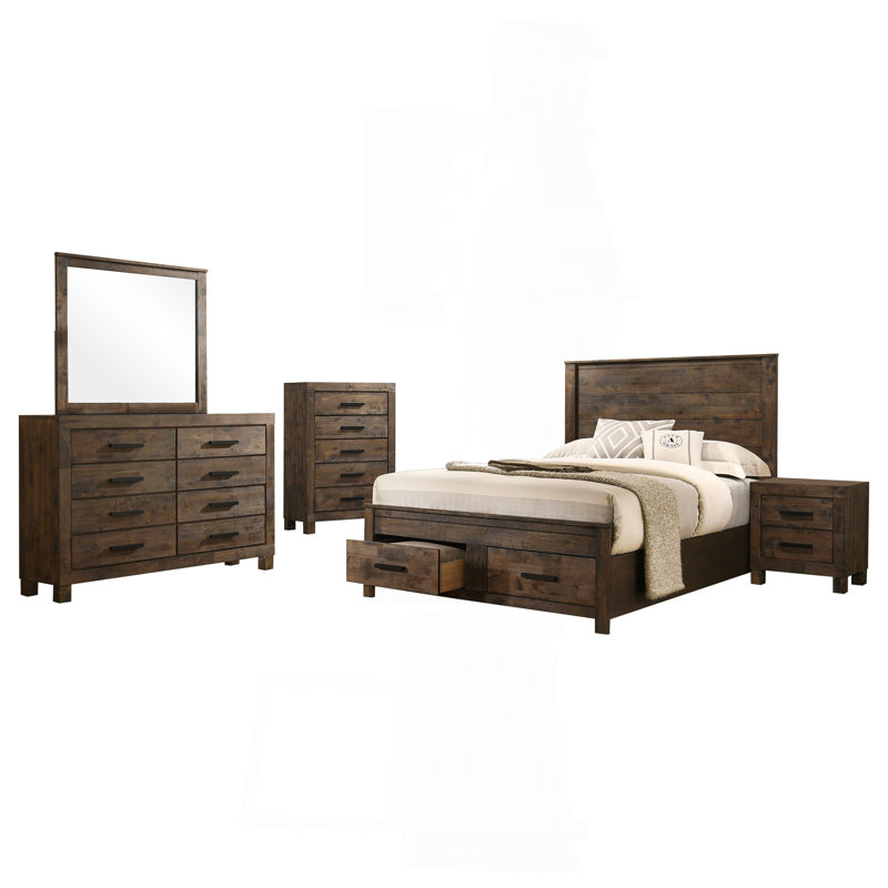 Ensemble de chambre à coucher avec rangement 5 pièces Greely