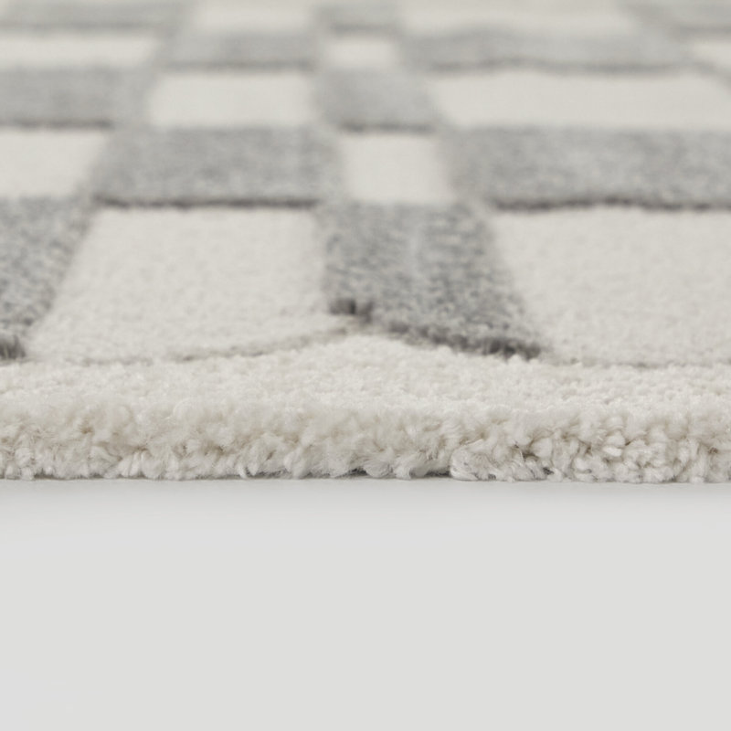 Tapis crème à carreaux moderne Sylvester, Rectangle 7 pi 10 po x 10 pi
