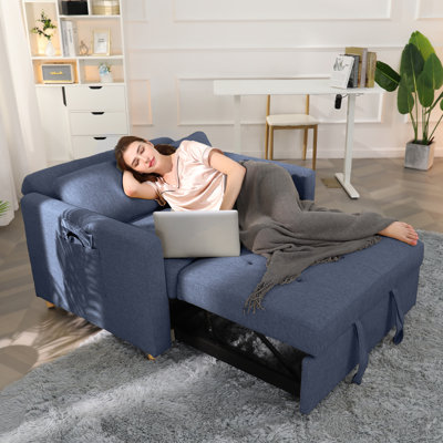 48.8" Wide Upholstered Reclining Sleeper Sofa