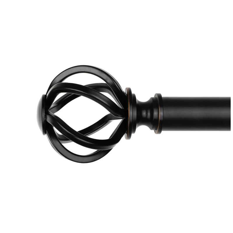 Curtain Pole 80 To 148 Cm, Twisted Cage Finials, Matte Black