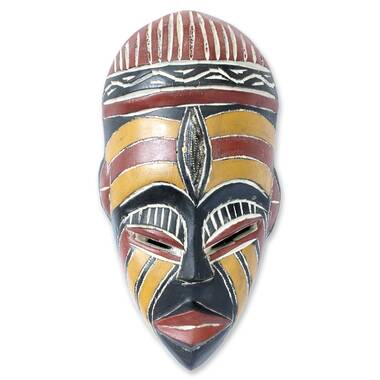 Leisa Carved Tribal Mask Stand Sculpture