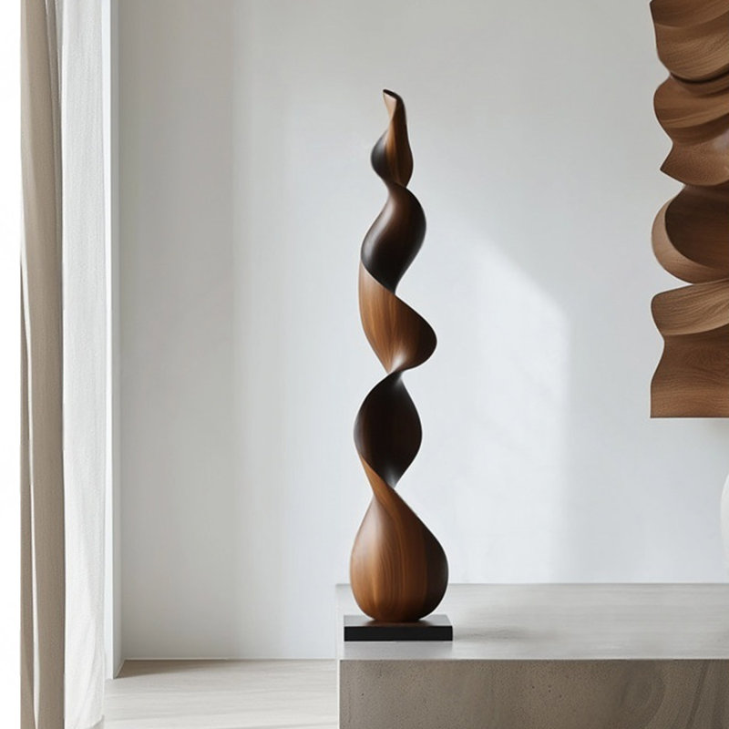 Brown Free Form Solid Wood Decorative Object