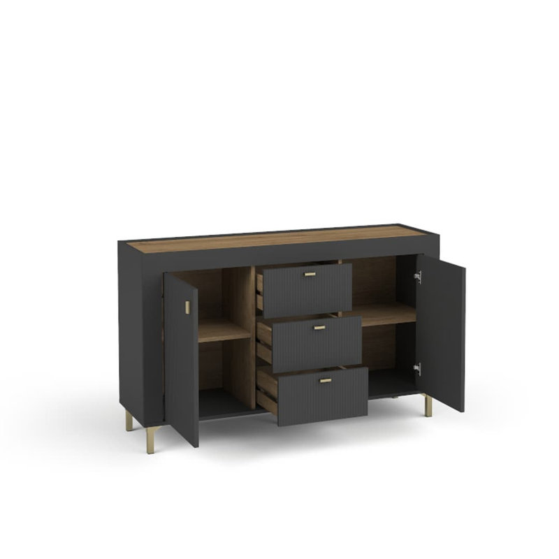 Olgen 137cm Sideboard, Black/Oak