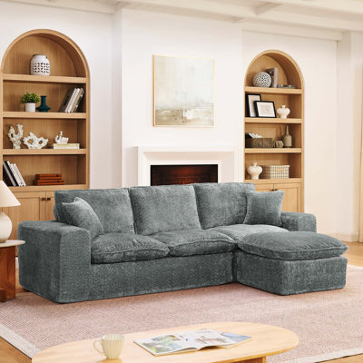 Canapé modulaire moderne de 107 po avec méridienne réversible Boucle de 107 po et canapé Cloud avec coussins pour le salon