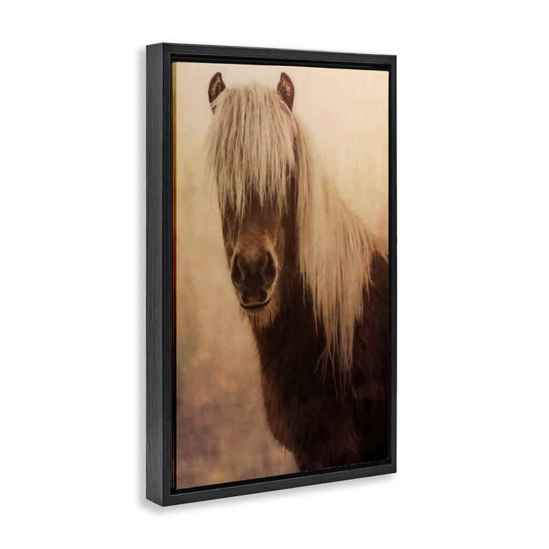  Toile flottante encadrée «Misty Morning Horse» par Graffi *ee Studios, H 25 po x l 17 po, Cadre flottant noir de jais