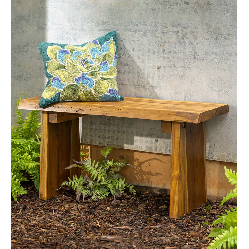 Devol Live-Edge Teak Wood Garden Bench