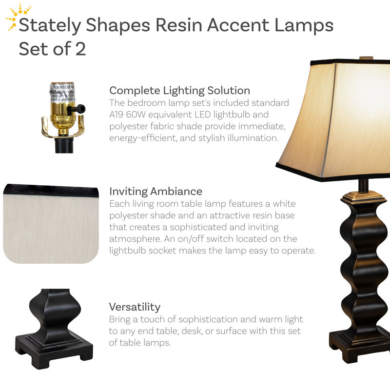 Stately Shapes 29" H Modern Black Accent Table Lamp with White Shade