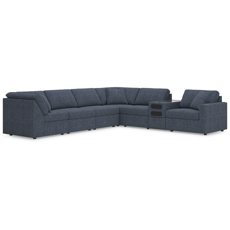 Braintree 7-Piece Sectional With Audio Console, Blue Polyester