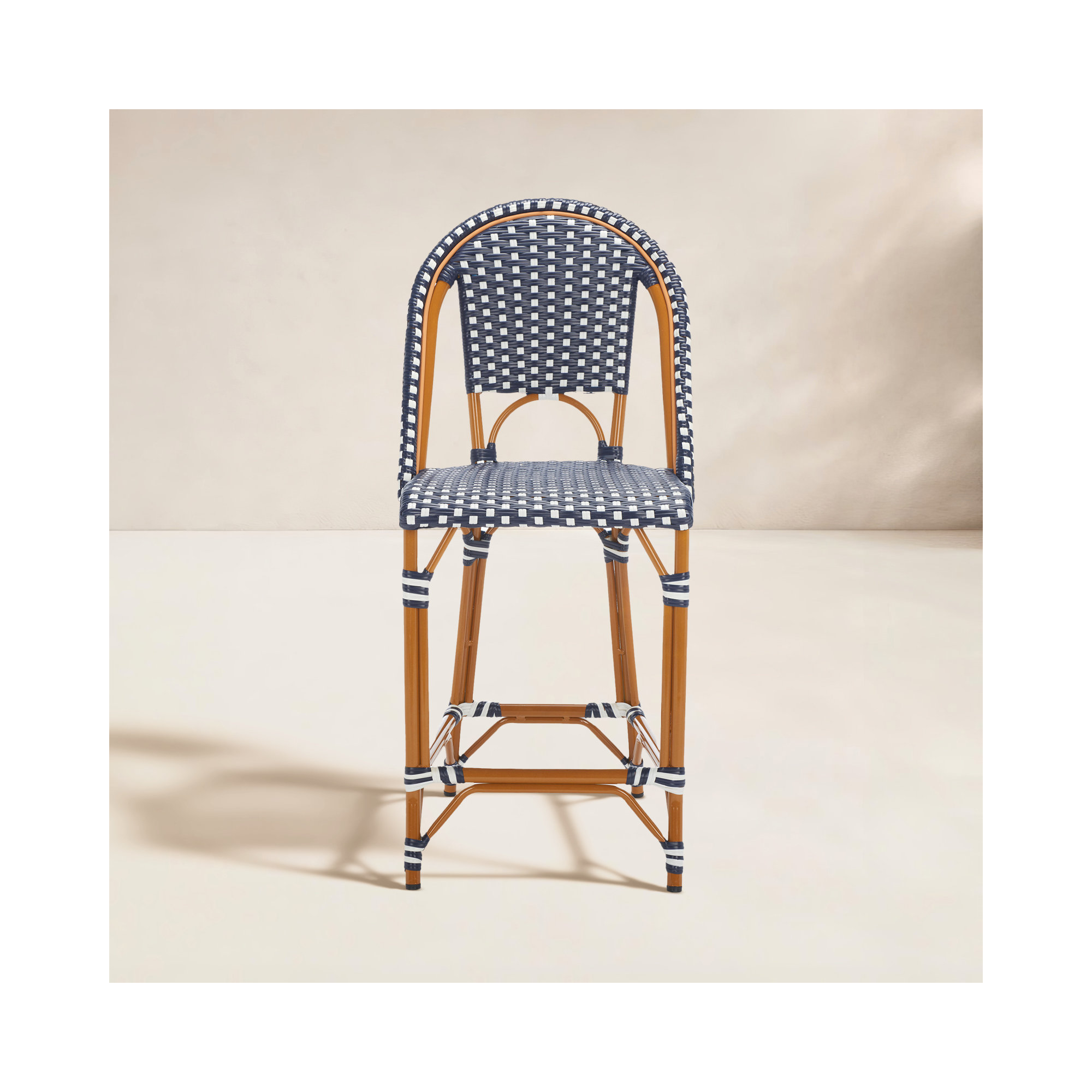 Kesa California 25" Patio Counter Stool, Navy/White
