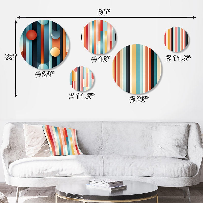 Chestertown - Ensemble abstrait d'art mural rond Mid-Century de 5