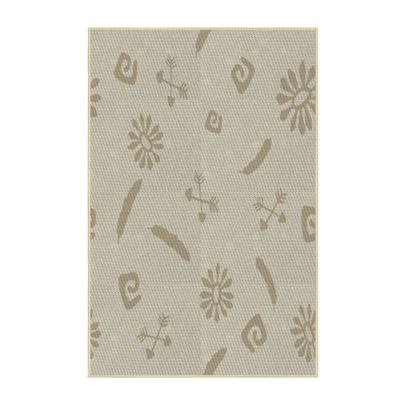 Tapis brun/vert tissé à la machine électrique, Rectangle 4 pi x 6 pi
