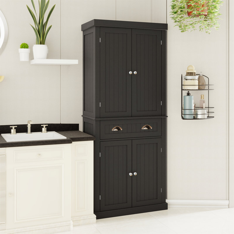 Versatile Kitchen Pantry Storage Cabinet with Adjustable Shelves and Drawer for Organized Living
