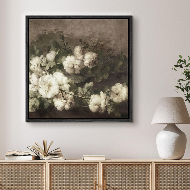 «Vintage White Roses Timeless Floral Elegance Nature Wilderness», illustrations rustiques zen encadrées sur toile