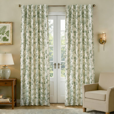 100% Blackout Vintage Floral Linen Curtains Double Layer French Country Peony Flower Printed Pattern Thermal Insulated Drapes for Bedroom Living Room Back Tab 2 Panels