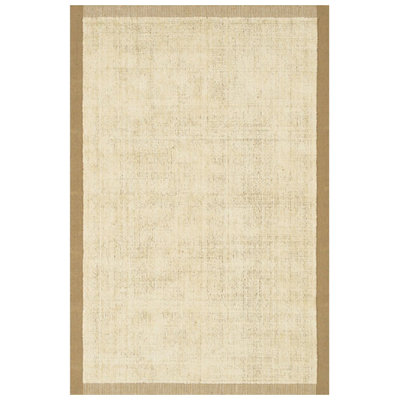 Fayean Authentic Hand-Woven Handmade White Jute Sisal With Brown Border Area Rug
