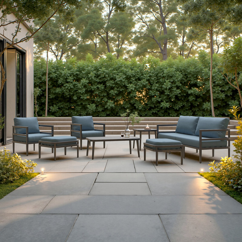 Morelia 7-Piece Sunbrella® Outdoor Patio Seating Set - Canvas Denim, Canvas Denim