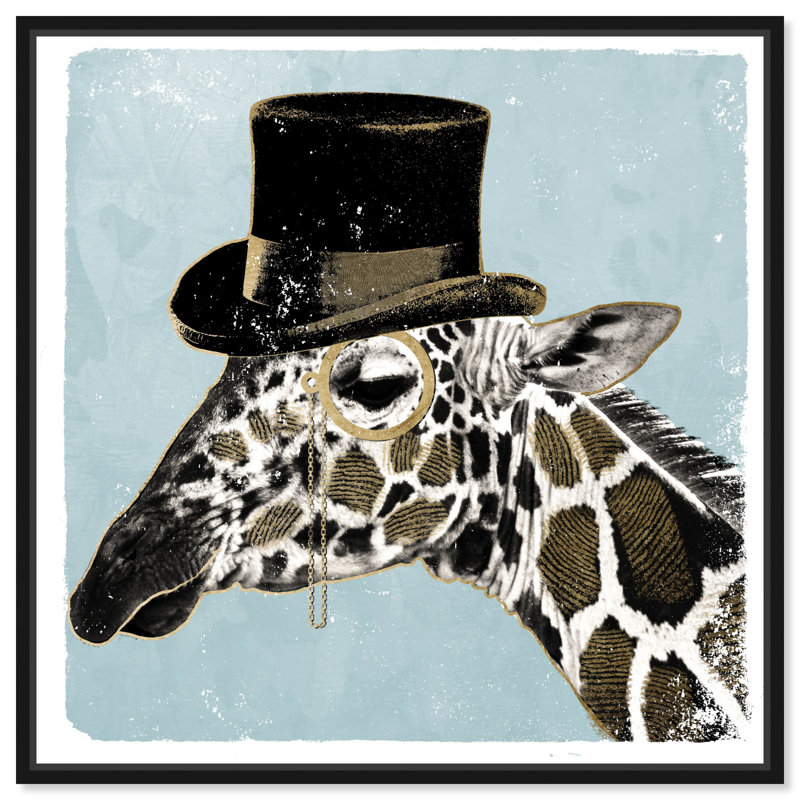 «Animals Gentleman Giraffe Zoo and Wild Animals», impression, H 16 po x l 16 po x 1,5 po, Toile avec cadre noir