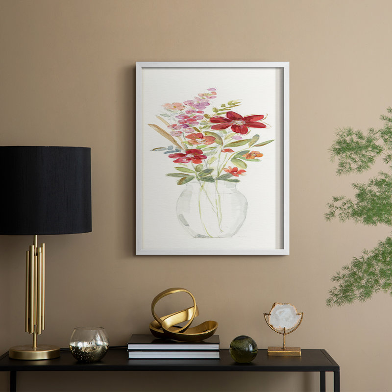 Provence Bouquet I, reproduction encadrée - bois massif, H 21 po x l 17 po, Blanc