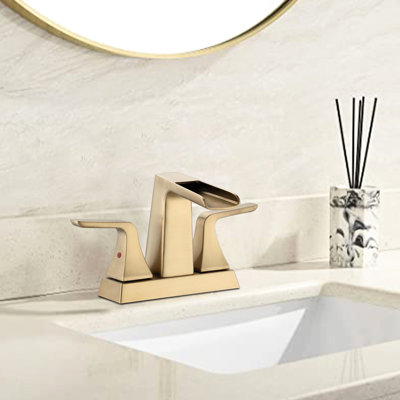 Robinet cascade de lavabo pour salle de bain brossé 4 pouces - Conception à deux poignées pour une gestion facile de l'eau et de la température