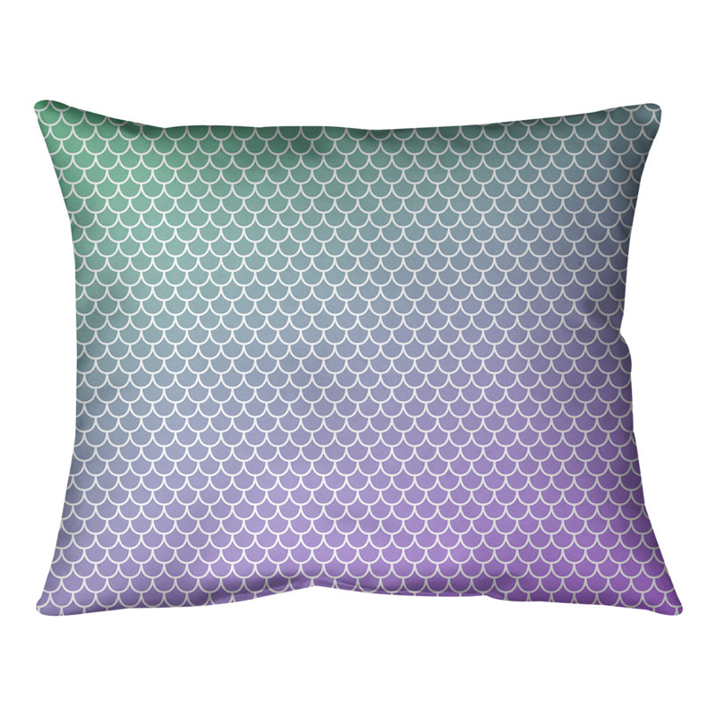 Housse de coussin carrée et insert, H 14 po x l 14 po, Vert/mauve, Duvet synthétique