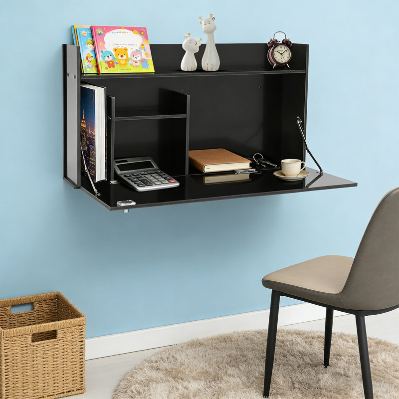 Armoire de bureau murale pliable 29,9 po, Noir