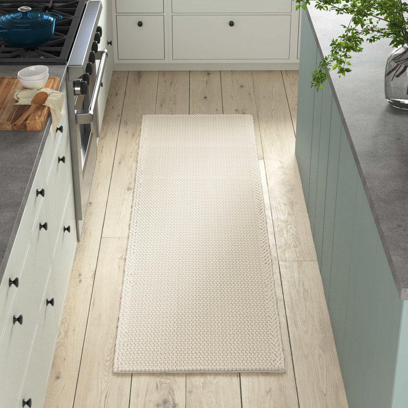 Tapis ivoire fait à la main Elle, Rectangle de 5 pi x 8 pi