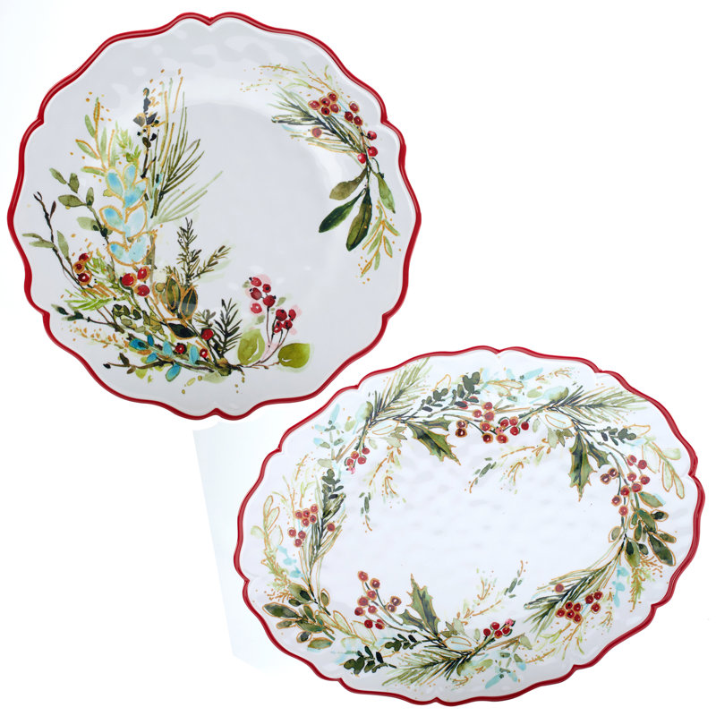 Christmas Gatherings Melamine Round and Oval Platter Set