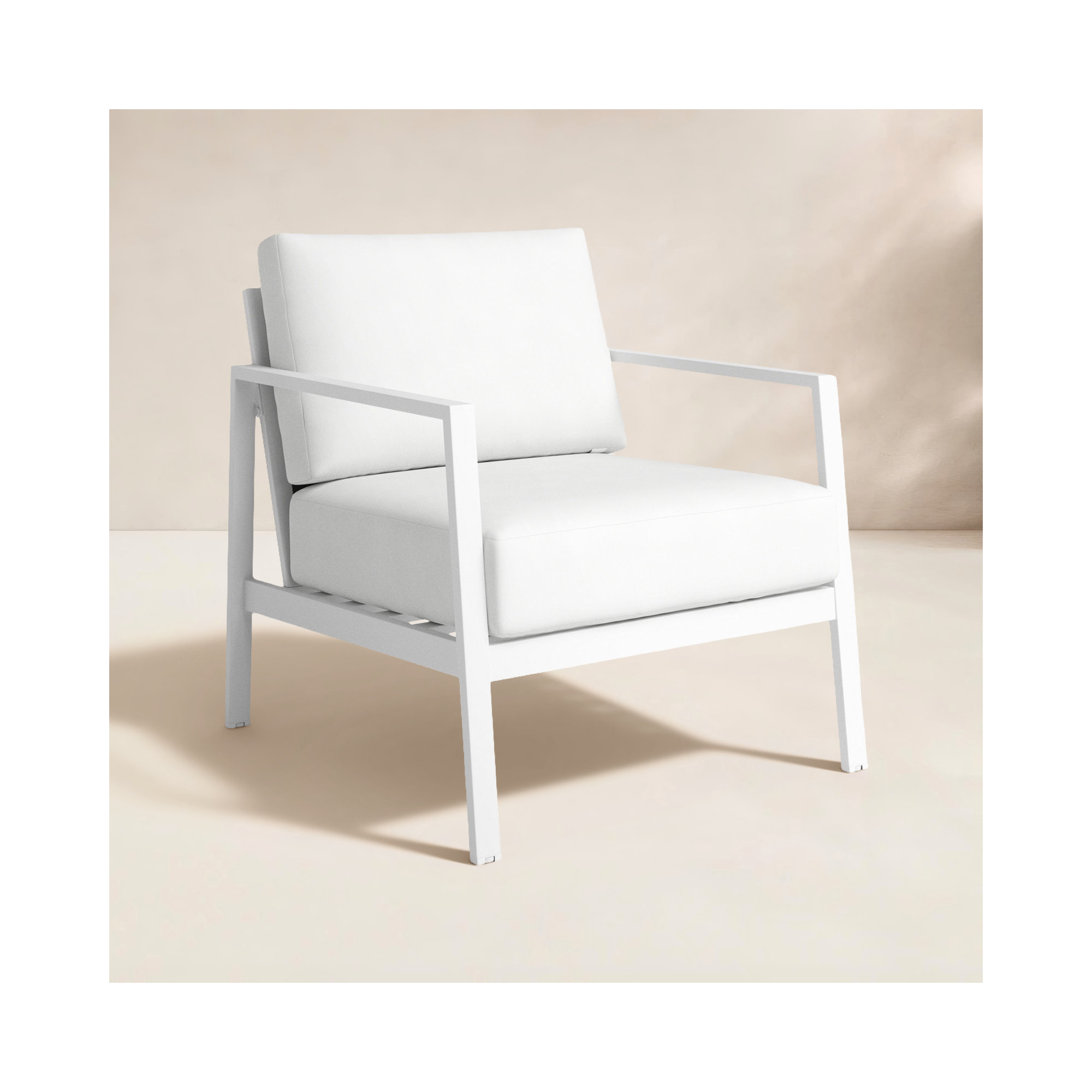 Armando Aluminum Outdoor Lounge Chair, Canvas White Sunbrella® Canvas, White