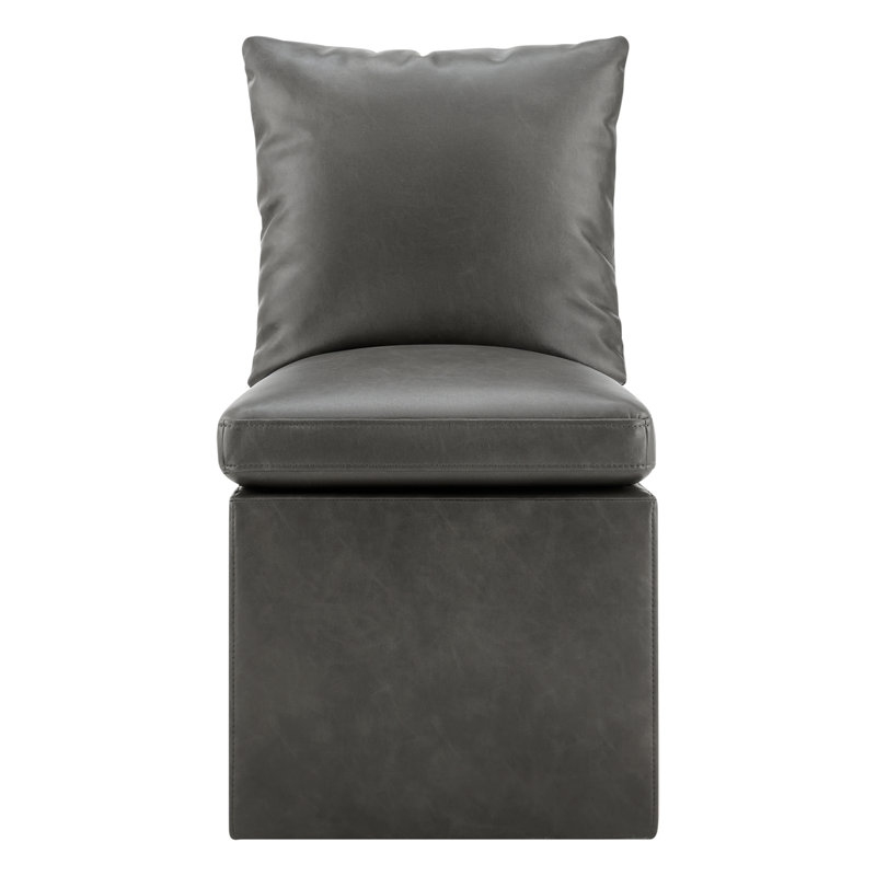 Alayaa Upholstered Side Chair, Gray Faux Leather
