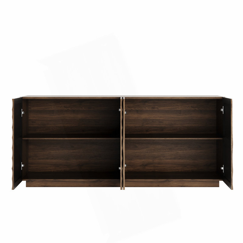 59 Inch Wide Rectangular Sideboard with 3D Water Ripple Pattern and Ample Storage