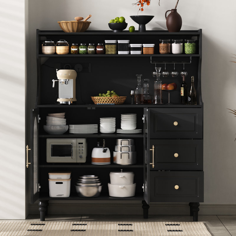 139cm Kitchen Pantry, Black
