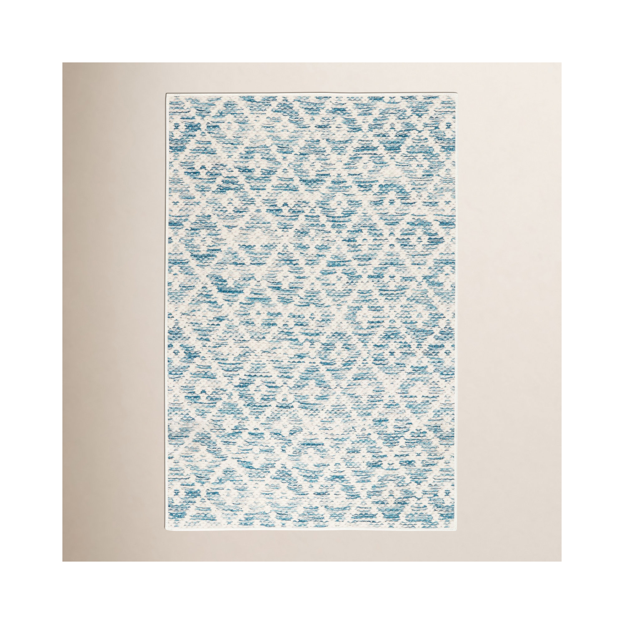 Melange Diamond Blue Machine Washable Rug, Rectangle 2' x 3'