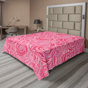 Corail foncé / motif floral rose doux