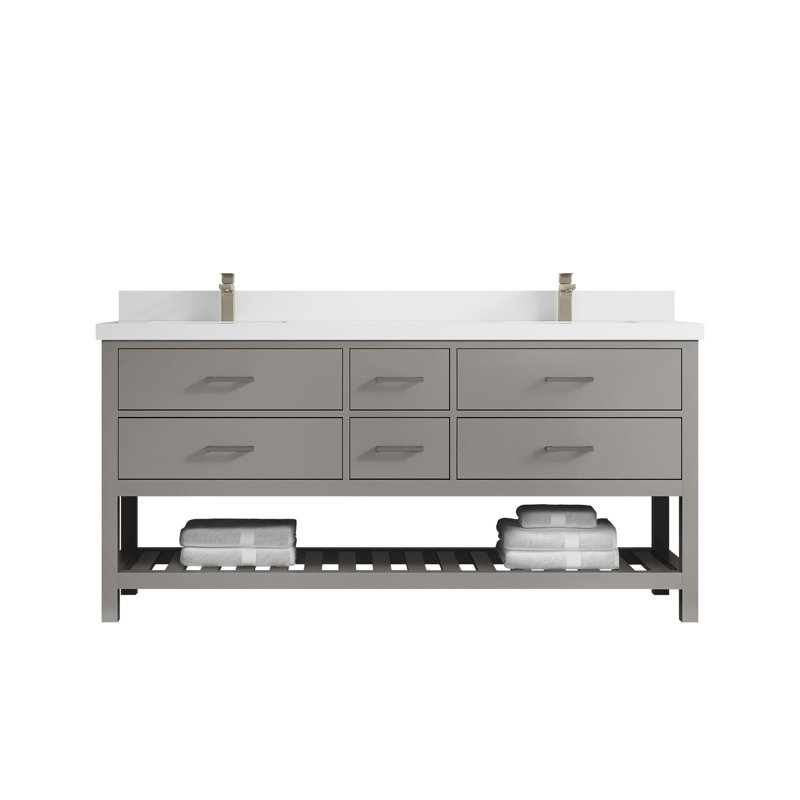 Meuble-lavabo double 72 po x P 22 po x H 36 po Parker, Blanc