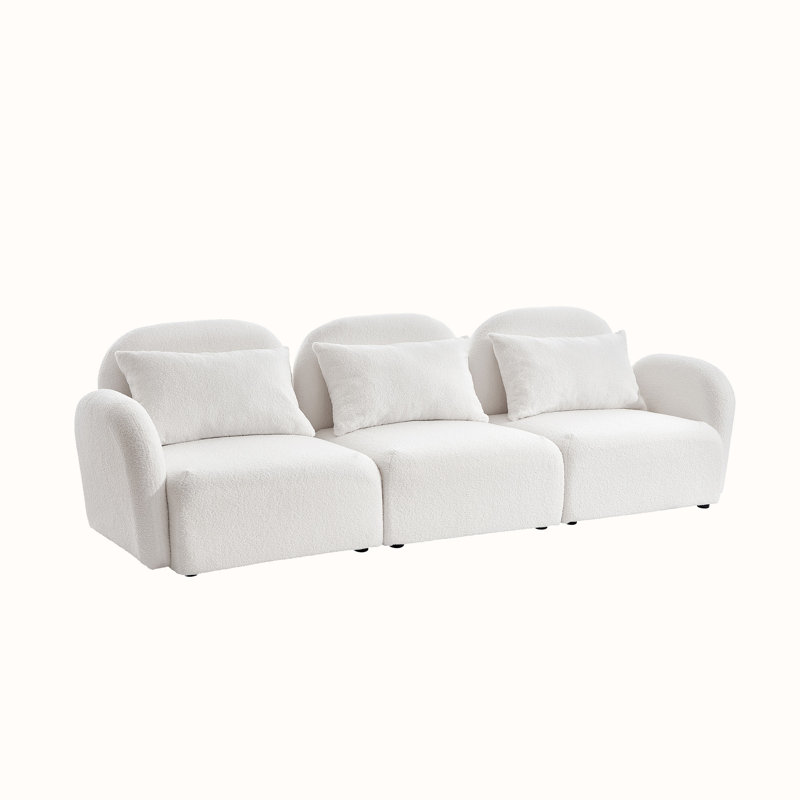 Upholstered Sofa, 28.3" H x 94" W x 34.2" D, White 100% Polyester
