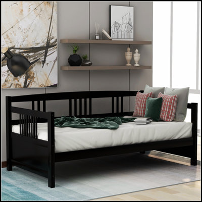 Rustic Modern 3-Sided Daybed with Support Legs and Under-Bed Storage, Perfect for Versatile Use and Space Efficiency.