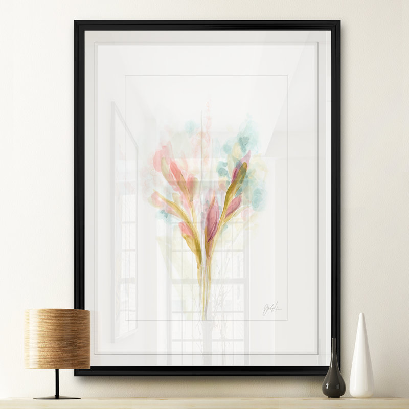 «L Floral Trace I», reproduction sur toile, H 18,5 po x l 24,5 po x P 1,5 po, Cadre noir