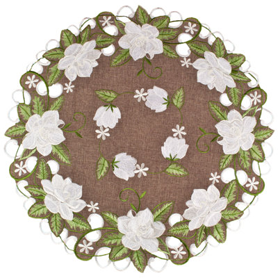 Magnolia on Brown Table Topper (23" Round)