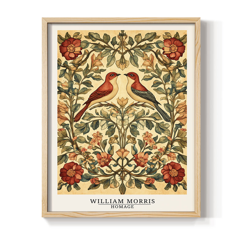 WM MORRIS Series CDXIII Framed Print - Solid Wood, Natural, 11" H x 9" W
