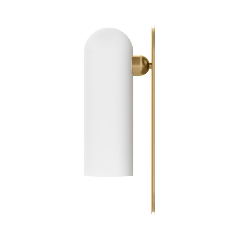 Odyssey Solid Brass Armed Sconce, Burnished Brass, 15" H x 4.25" W x 5.5" D, Opal White