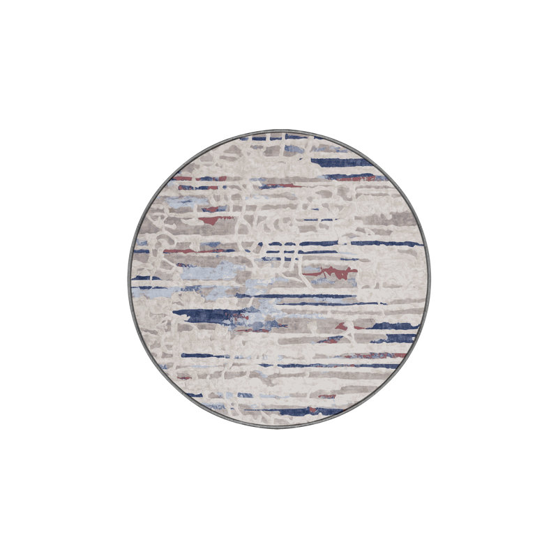 Machine Washable Gray Area Rug, Round 6'